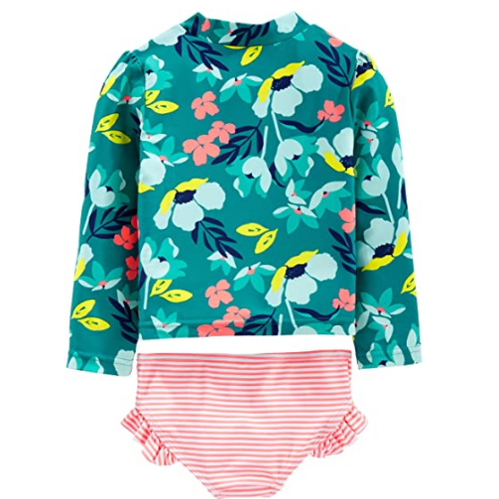 Simple Joys by Carter's Girls Floral Rashguard Sets Multi Size 12M - Picture 2 of 2